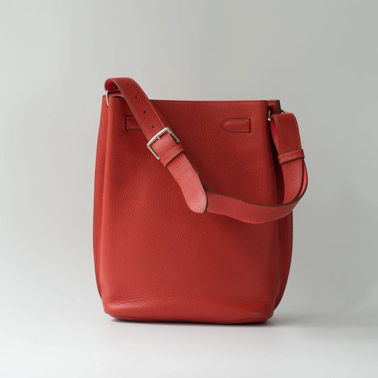 Hermès So Kelly 26 Shoulder Bag Red Togo Calfskin Silver Hardware