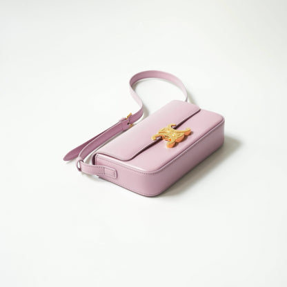 Celine Purple Shiny Calfskin Classique Triomphe Shoulder Bag
