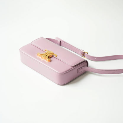 Celine Purple Shiny Calfskin Classique Triomphe Shoulder Bag