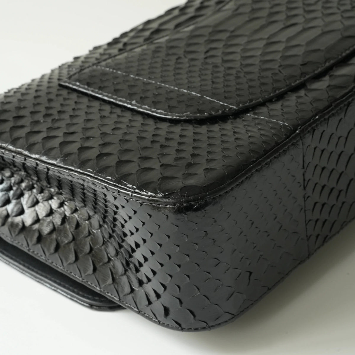 Chanel Medium Classic Double Flap Bag Black Python Silver Hardware view9