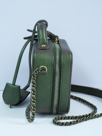 Chanel green Quilted Caviar Leather Shoulder Vanity Case