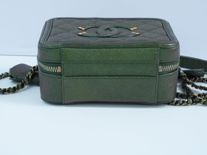Chanel green Quilted Caviar Leather Shoulder Vanity Case