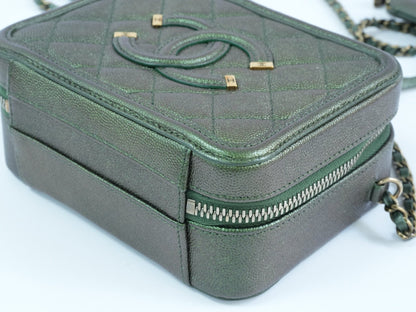 Chanel green Quilted Caviar Leather Shoulder Vanity Case
