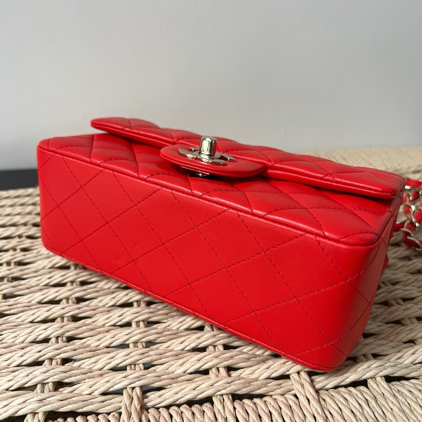 Chanel Red Lambskin Classic Flap Bag