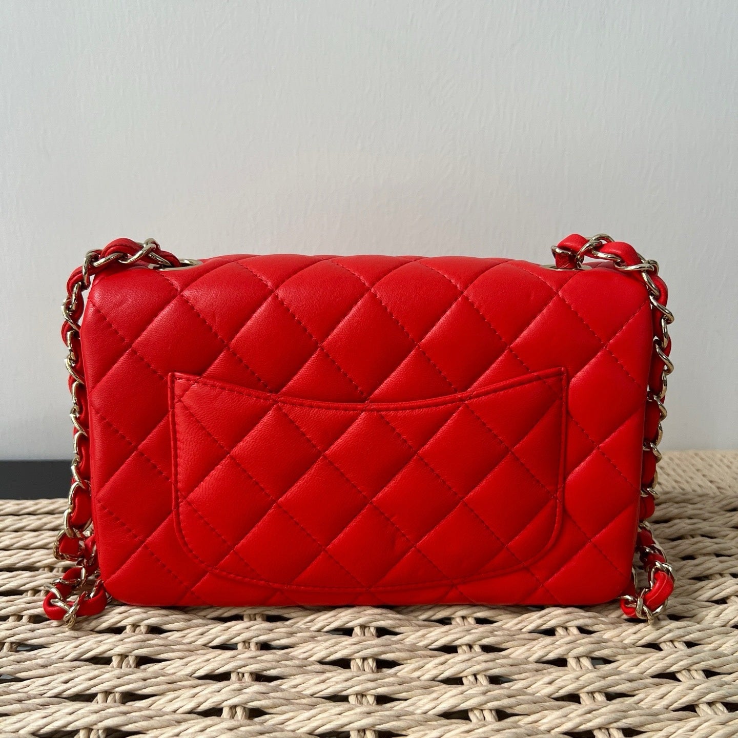 Chanel Red Lambskin Classic Flap Bag