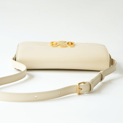 Top view of Celine Triomphe shoulder bag with adjustable leather strap