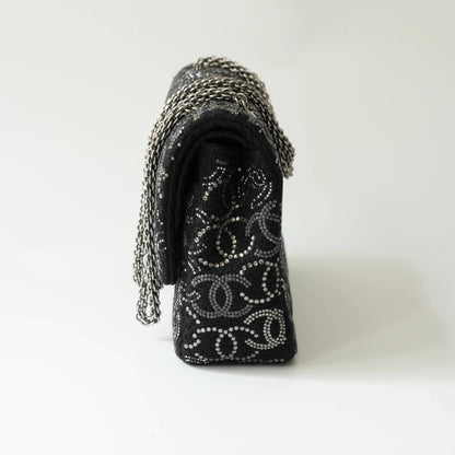 Side view of Chanel classic flap bag showing depth and structure