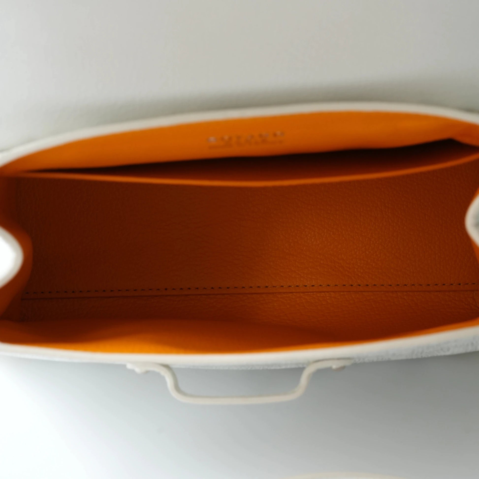 Interior view of Goyard Saigon bag with leather lining and pockets