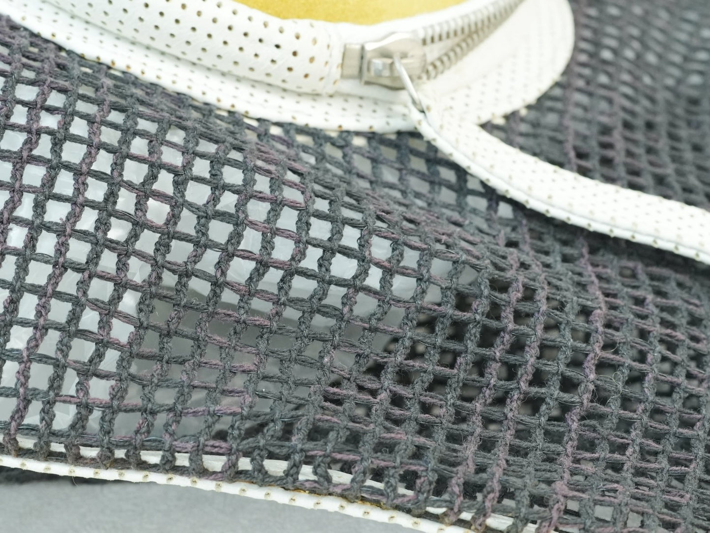 Chanel Tennis Shopper Tote Black Mesh White Trim Details- CLAUZZET.LUX