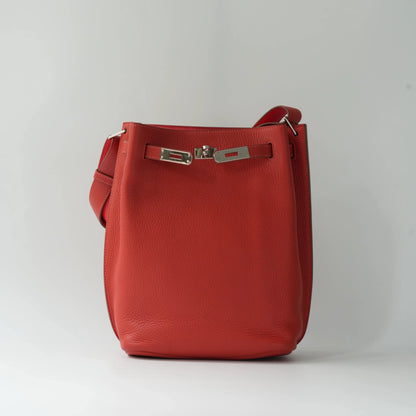 Hermès So Kelly 26 Shoulder Bag Red Togo Calfskin Silver Hardware