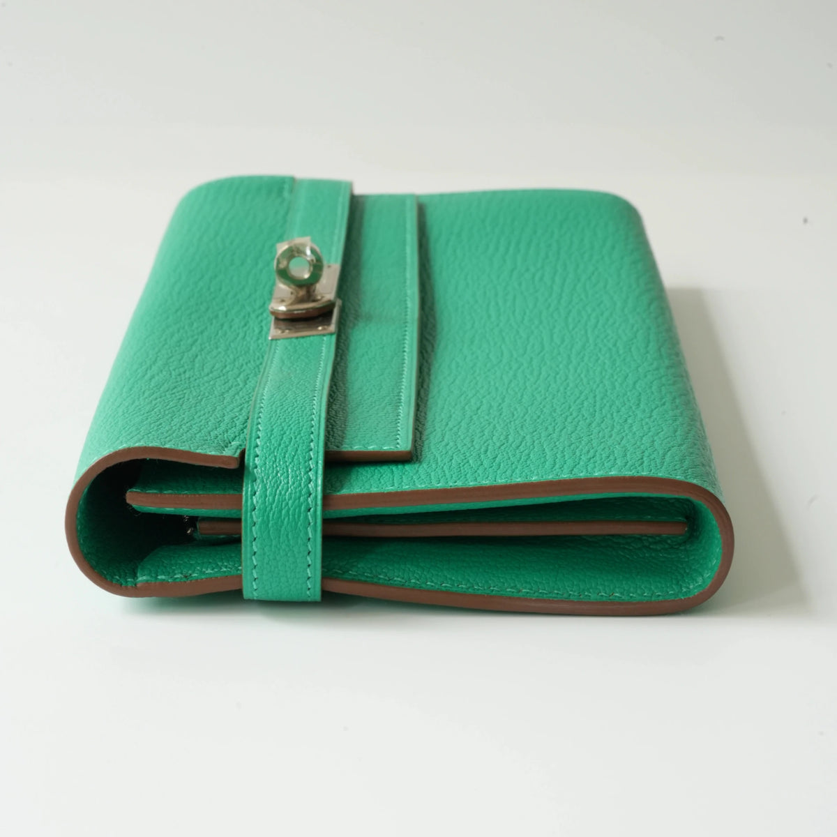 Hermès Kelly Long Wallet Green Chevre Mysore Silver Tone Hardware view3