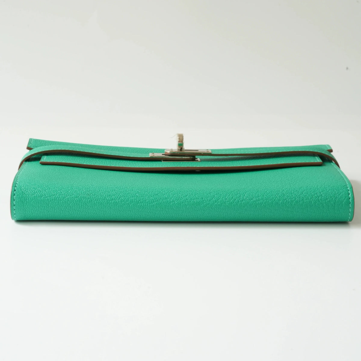 Hermès Kelly Long Wallet Green Chevre Mysore Silver Tone Hardware view4