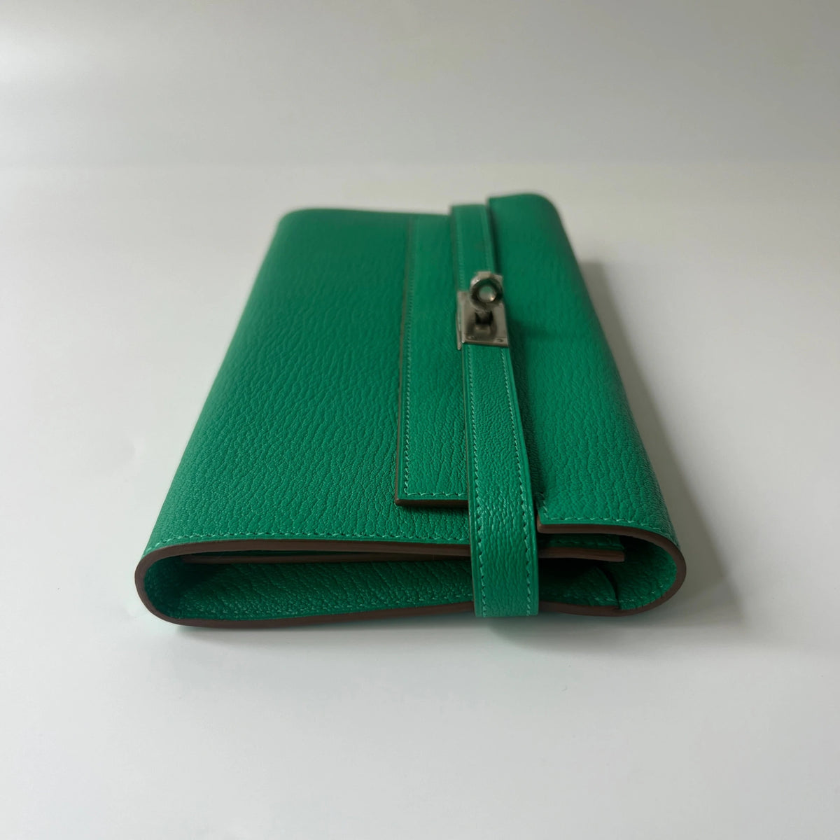 Hermès Kelly Long Wallet Green Chevre Mysore Silver Tone Hardware view8